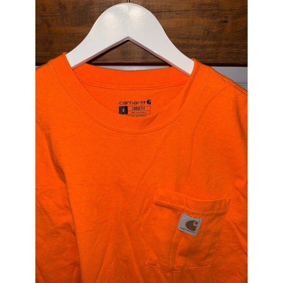 Carhartt Men's‎ Orange Loose Fit Short Sleeve Work T Shirt Size S - Picture 2 of 4